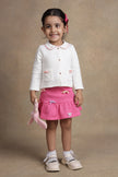 One Friday Baby Girls Pink Quilted Top With Skirt