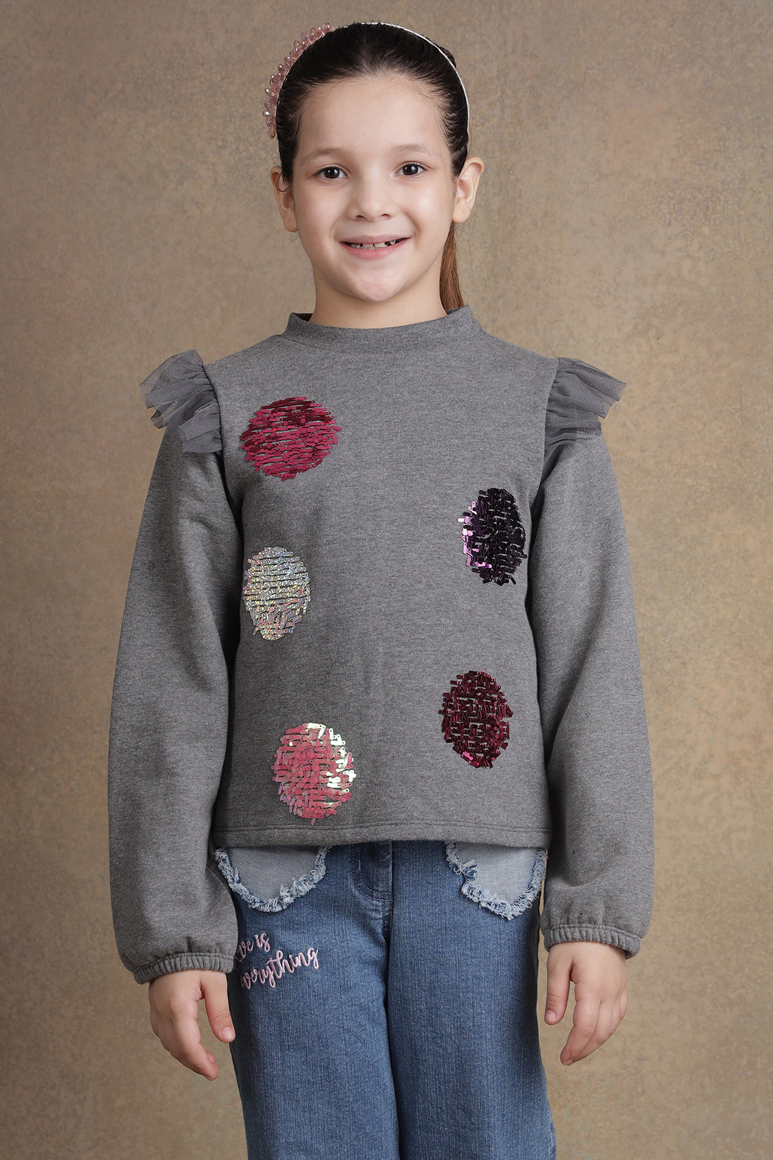 One Friday Kids Girls Grey Pullover Top