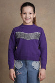 One Friday Girls Purple Solid Sweater