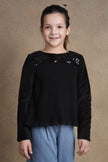 One Friday Kids Girls Black Pleated Top