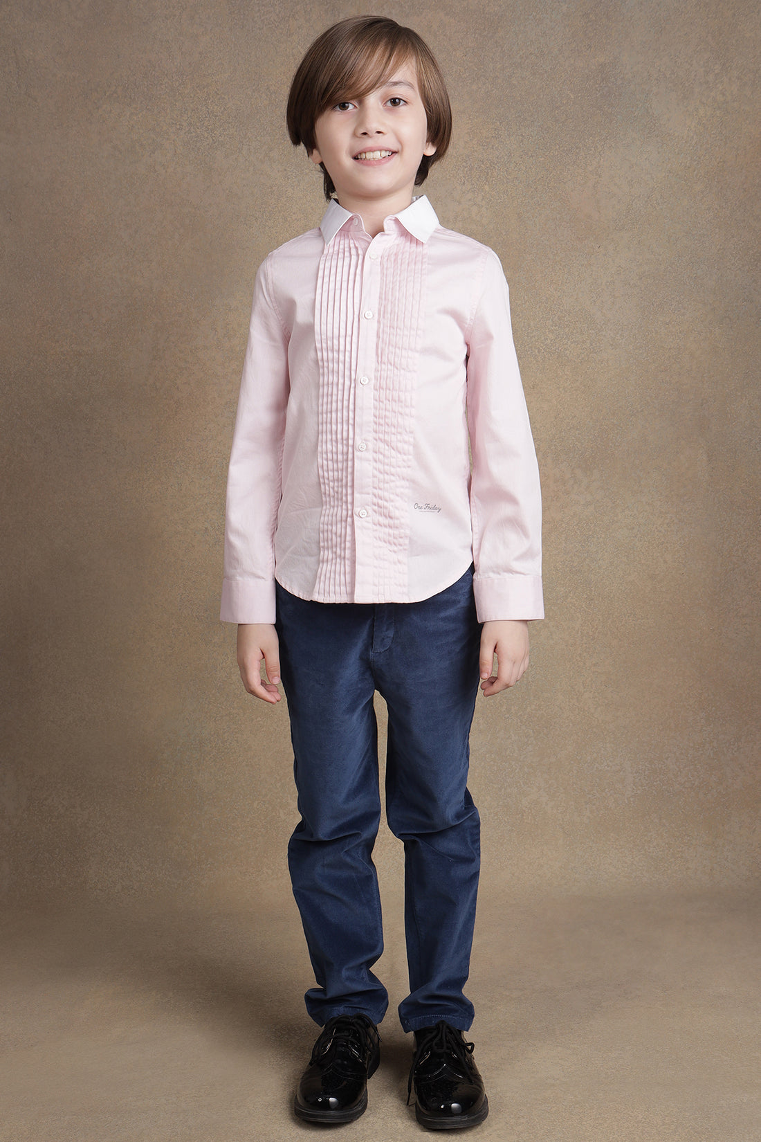 One Friday Kids Boys Pink Solid Shirt