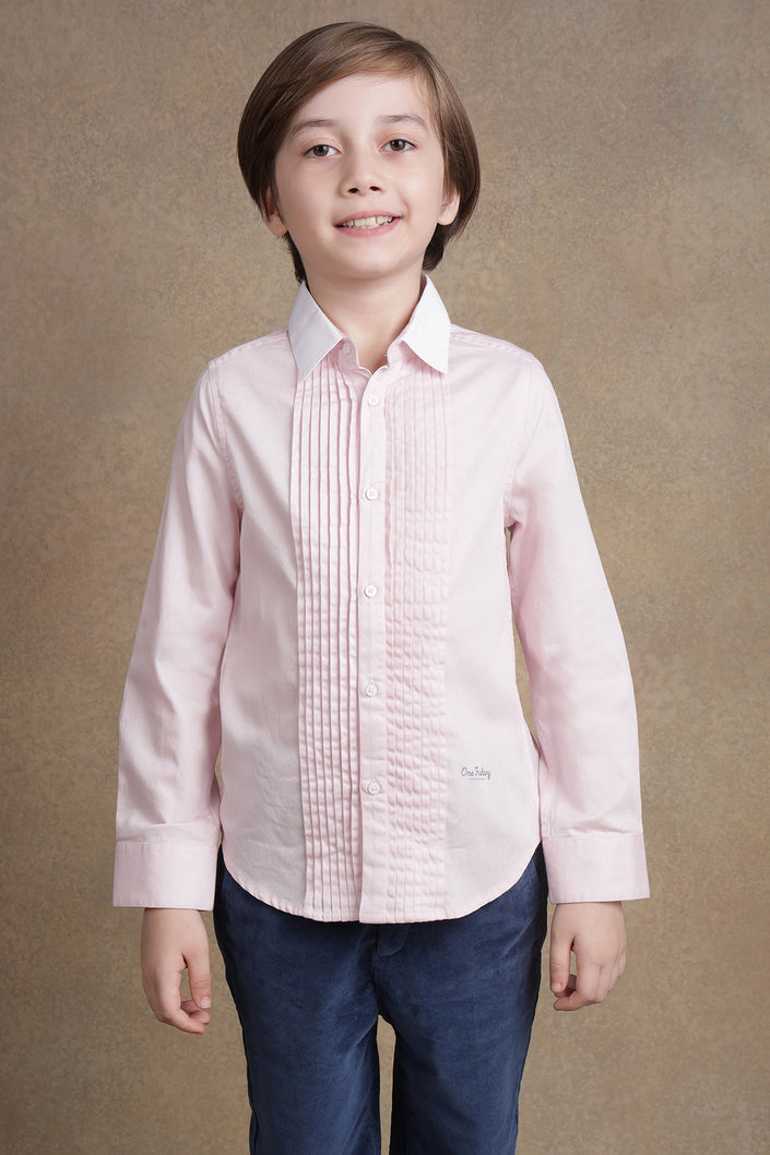 One Friday Kids Boys Pink Solid Shirt