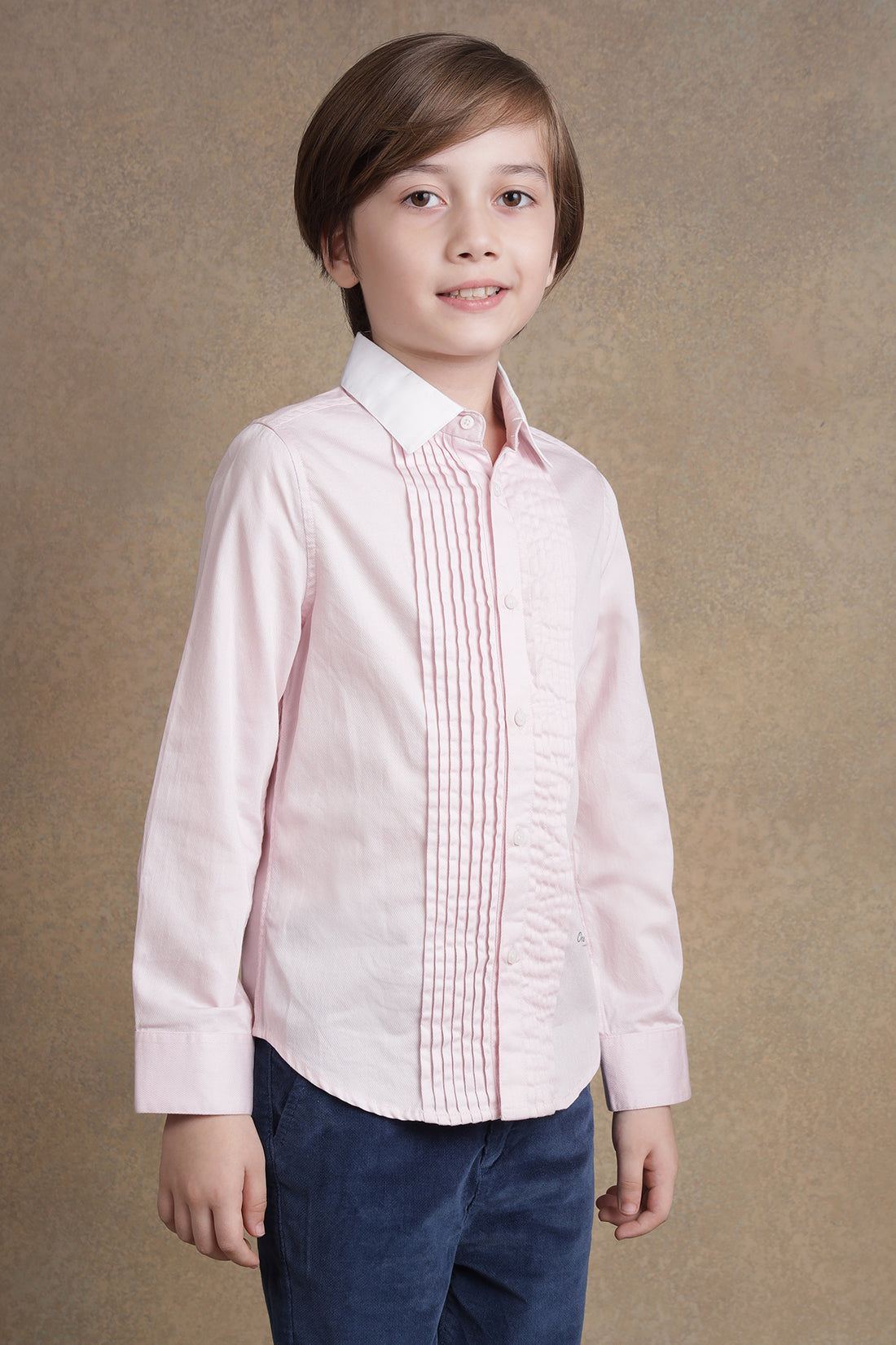 One Friday Kids Boys Pink Solid Shirt