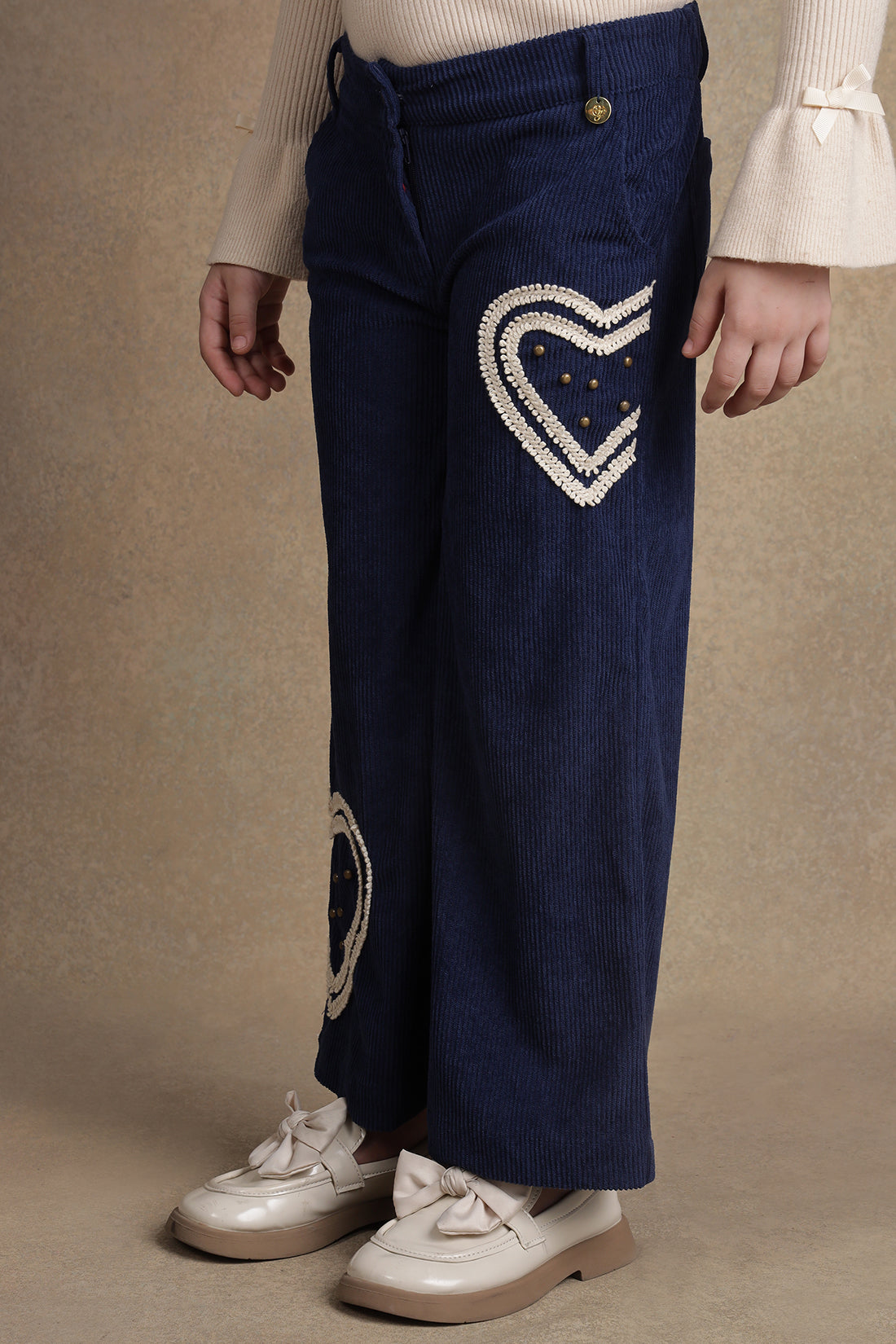 One Friday Kids Girls Blue Solid Trouser