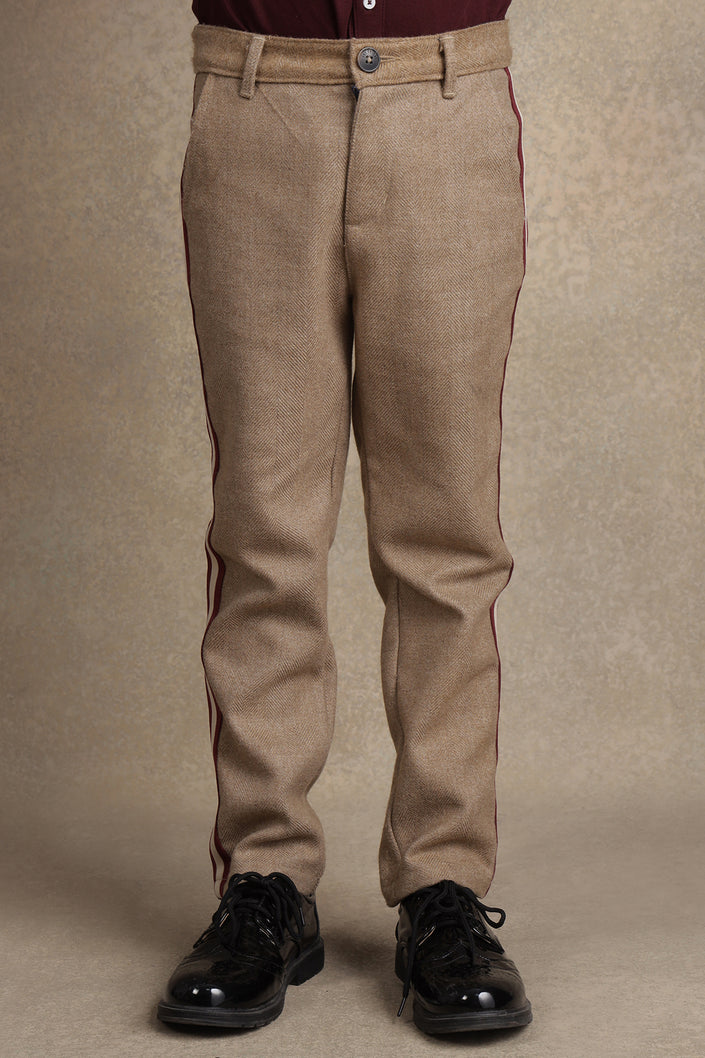 One Friday Kids Boys Beige Abstract Trouser