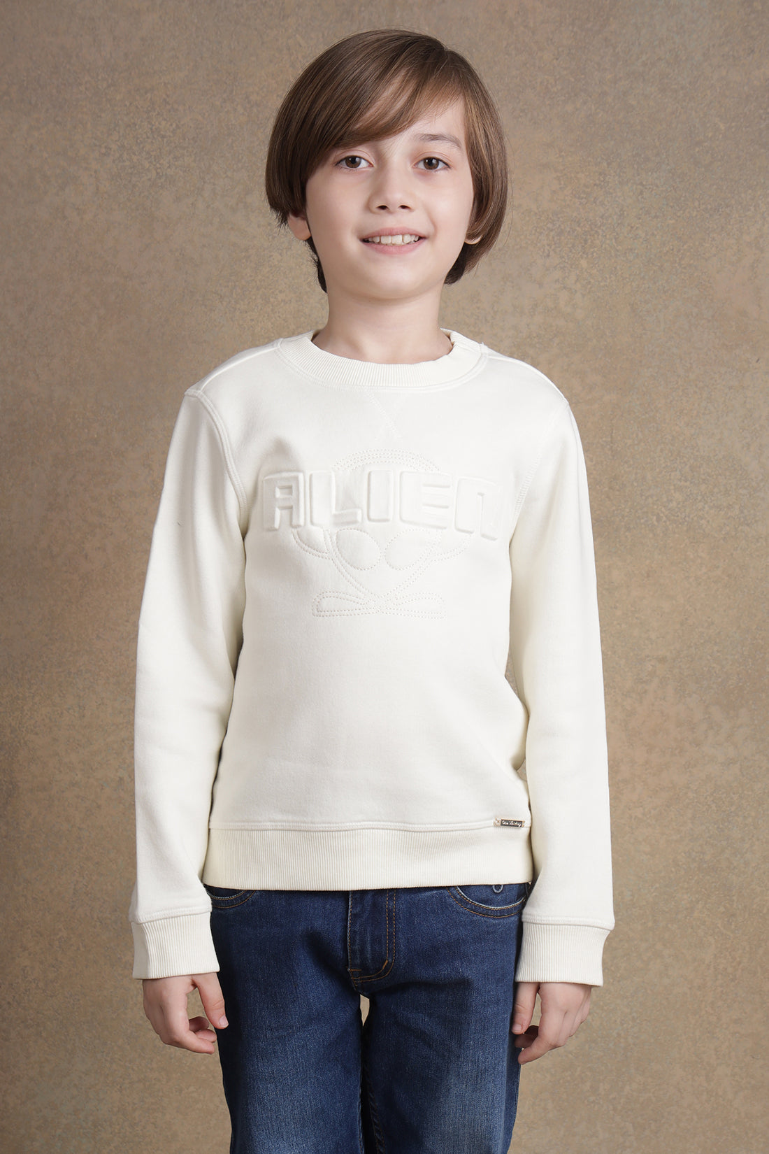 One Friday Kids Boys Off White Alien Theme Sweat Shirt