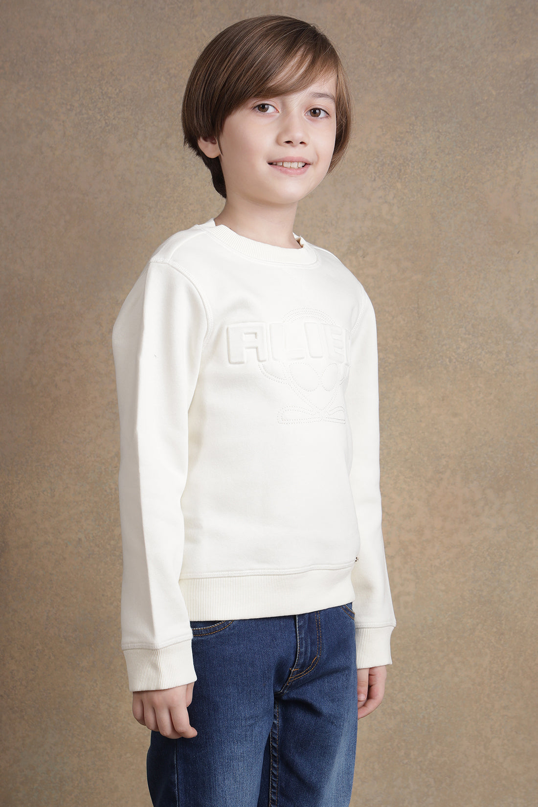 One Friday Kids Boys Off White Alien Theme Sweat Shirt