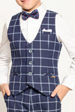 One Friday Navy Blue Checks Waist Coat - One Friday World