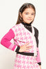 One Friday Kids Girls Pink Abstract Knitted Sweater