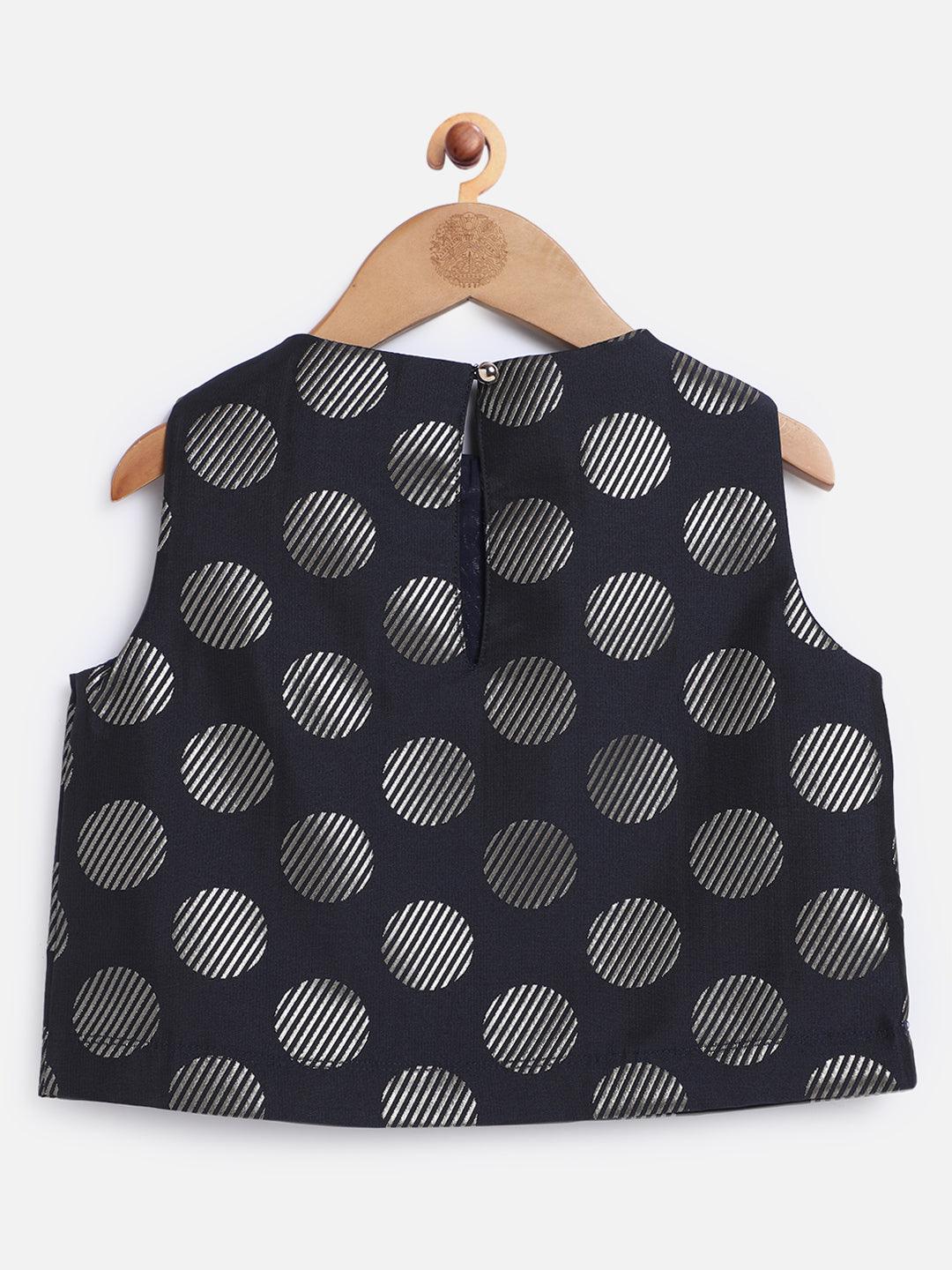 One Friday Kids Girls Navy Blue and Gold Polka Dot Top - One Friday World