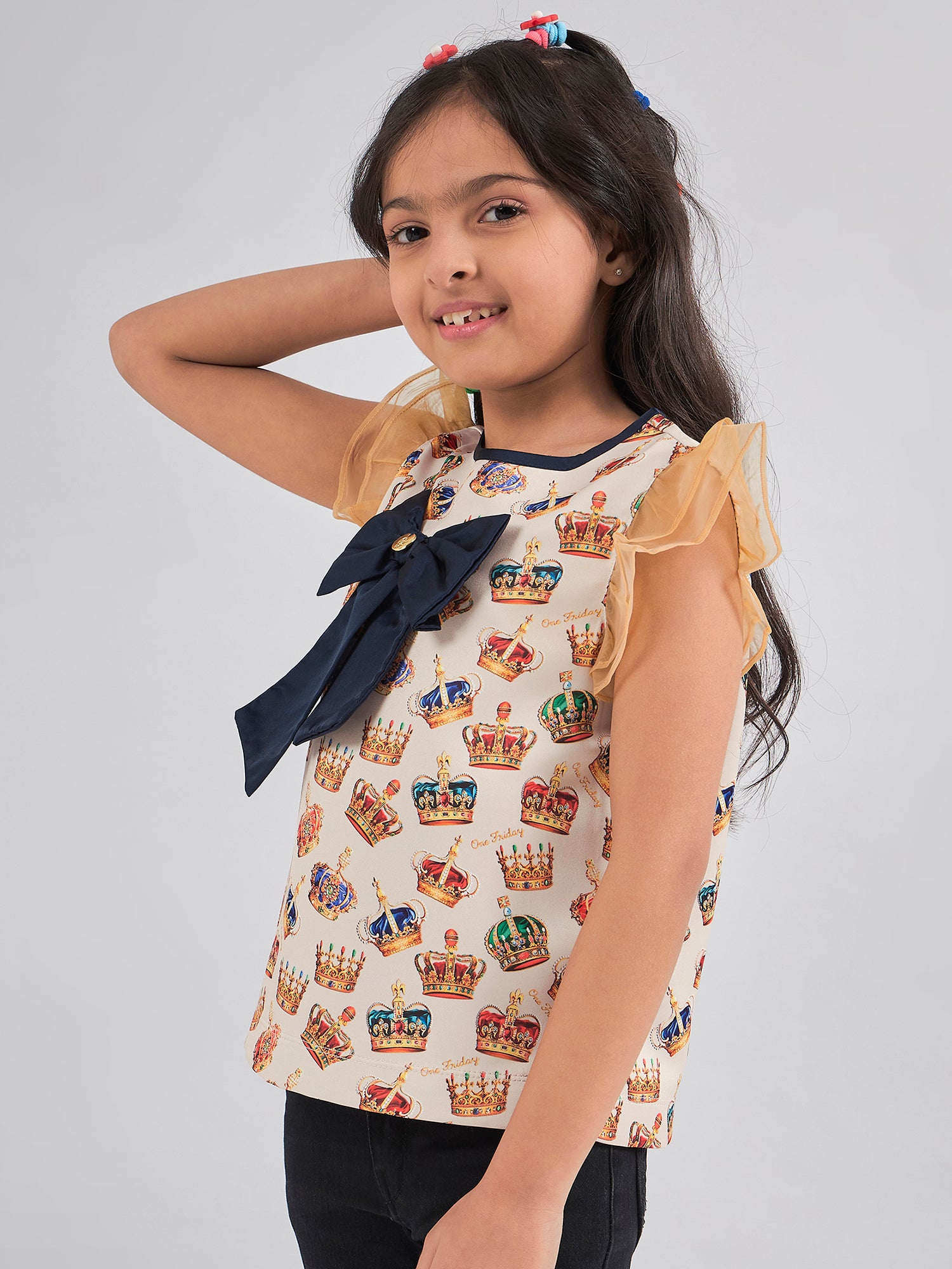 One Friday Kids Girls Multi Chevron Top