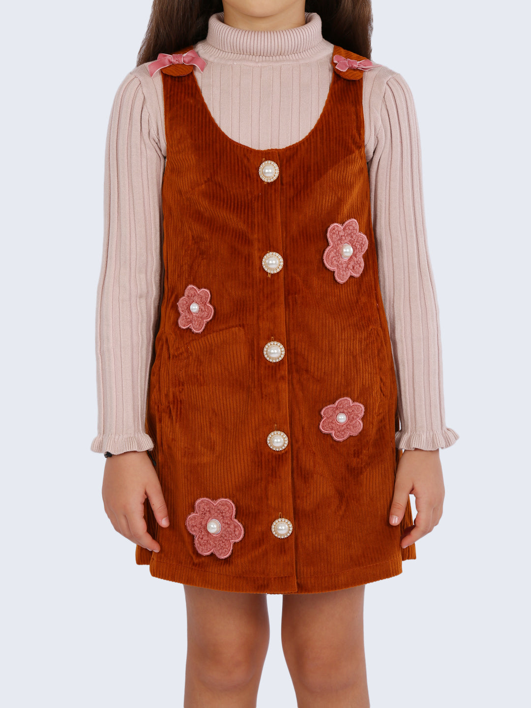 One Friday Kids Girls Brown Solid Dress