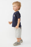 One Friday Baby Boys Navy Blue Mickey Printed Cotton T-Shirt