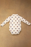 One Friday Baby Boys Vehicle Printed White BodySuit