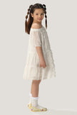 One Friday Kids Girls White Off Shoulder Dress - One Friday World