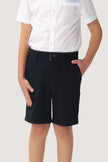 One Friday Kids Boys Navy Blue Stretchable Cotton Embroidered Shorts With Pockets - One Friday World