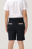 One Friday Kids Boys Navy Blue Stretchable Cotton Embroidered Shorts With Pockets - One Friday World