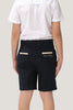 One Friday Kids Boys Navy Blue Stretchable Cotton Embroidered Shorts With Pockets - One Friday World