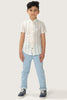 One Friday Boys White and Blue Stripes Seersucker Cotton Shirt - One Friday World