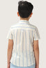 One Friday Boys White and Blue Stripes Seersucker Cotton Shirt - One Friday World