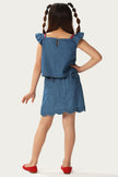 One Friday Kids Girls Indigo Blue Denim Top With Embroidery - One Friday World