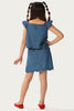 One Friday Kids Girls Indigo Blue Denim Top With Embroidery - One Friday World