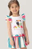 One Friday Baby Girls Multicolored Round Neck White Dress - One Friday World