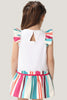 One Friday Baby Girls Multicolored Round Neck White Dress - One Friday World