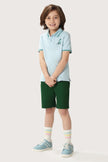 One Friday Kids Boys 100% Cotton Green Embroidered Shorts - One Friday World