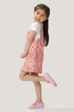 One Friday Baby Girls Pink Floral Printed Dungaree with White Tee - One Friday World