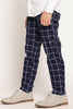 One Friday Navy Blue Checks Trouser - One Friday World