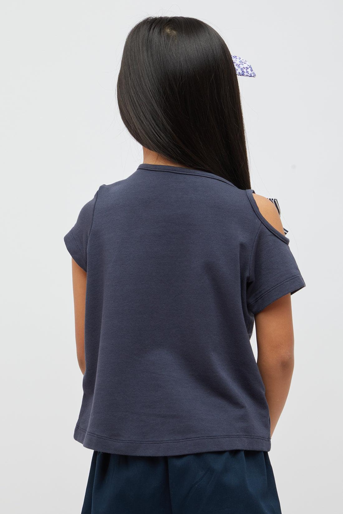 One Friday Navy Blue Top With Bows - One Friday World