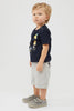 One Friday Baby Boys Navy Blue Texture Printed T-Shirt - One Friday World