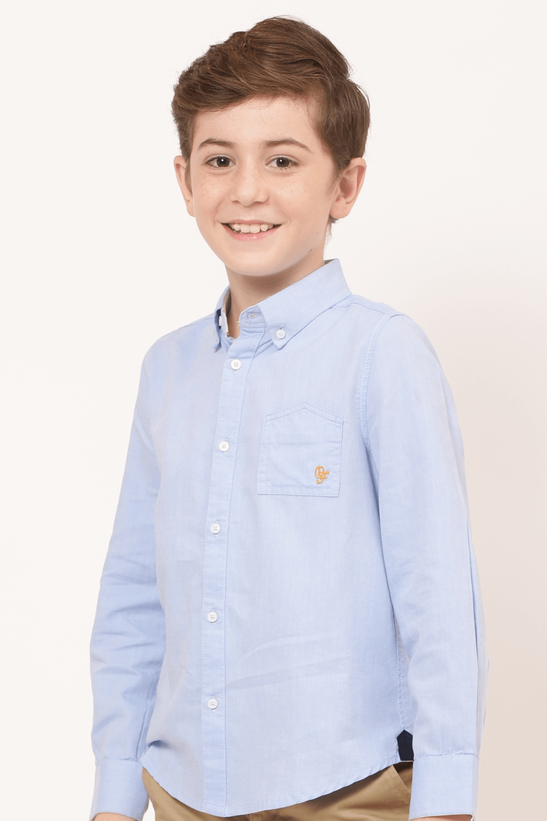 One Friday Varsity Chic Powder Blue Full Sleeves Shirt for Boys - One Friday World