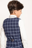 One Friday Navy Blue Checks Waist Coat - One Friday World