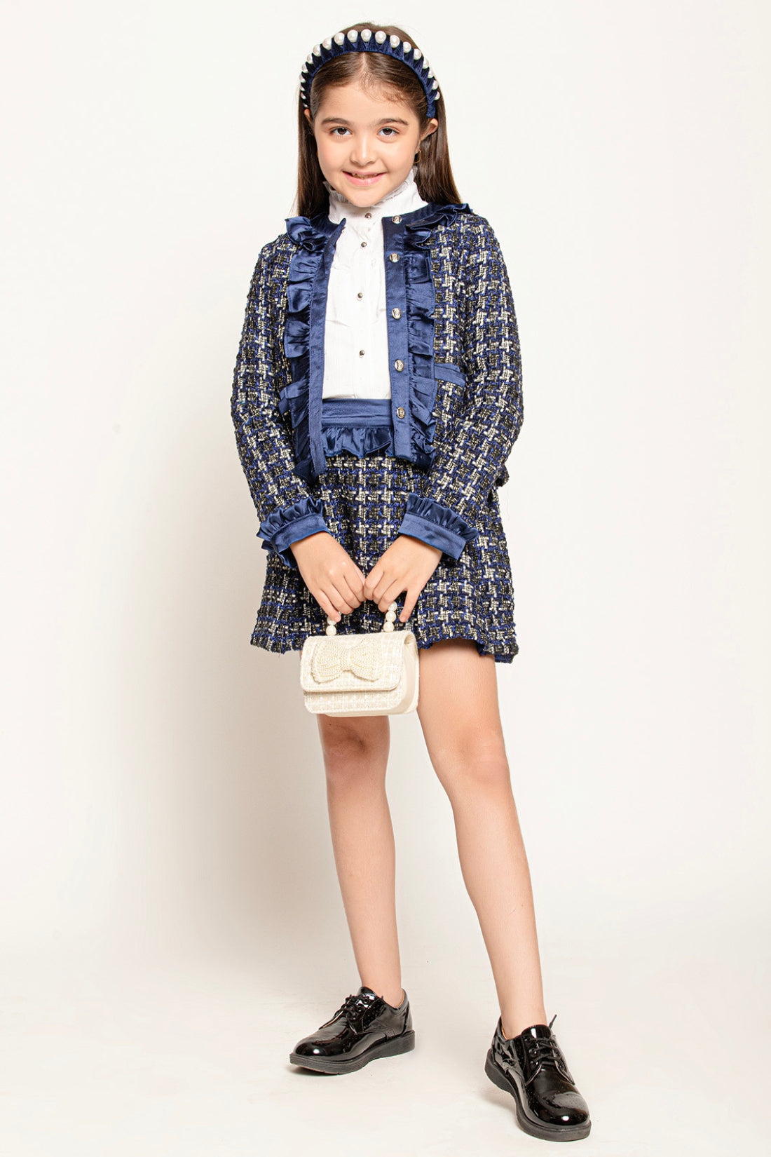 One Friday Houndstooth Elegance Navy Jacket