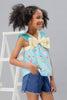 One Friday Kids Girls Aqua Cupcake Printed Bow Top