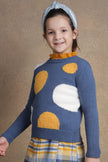 One Friday Girls Navy Blue Polka Dot Sweater