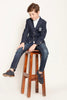 One Friday Kids Boys Navy Blue V-Neck Blazer - One Friday World