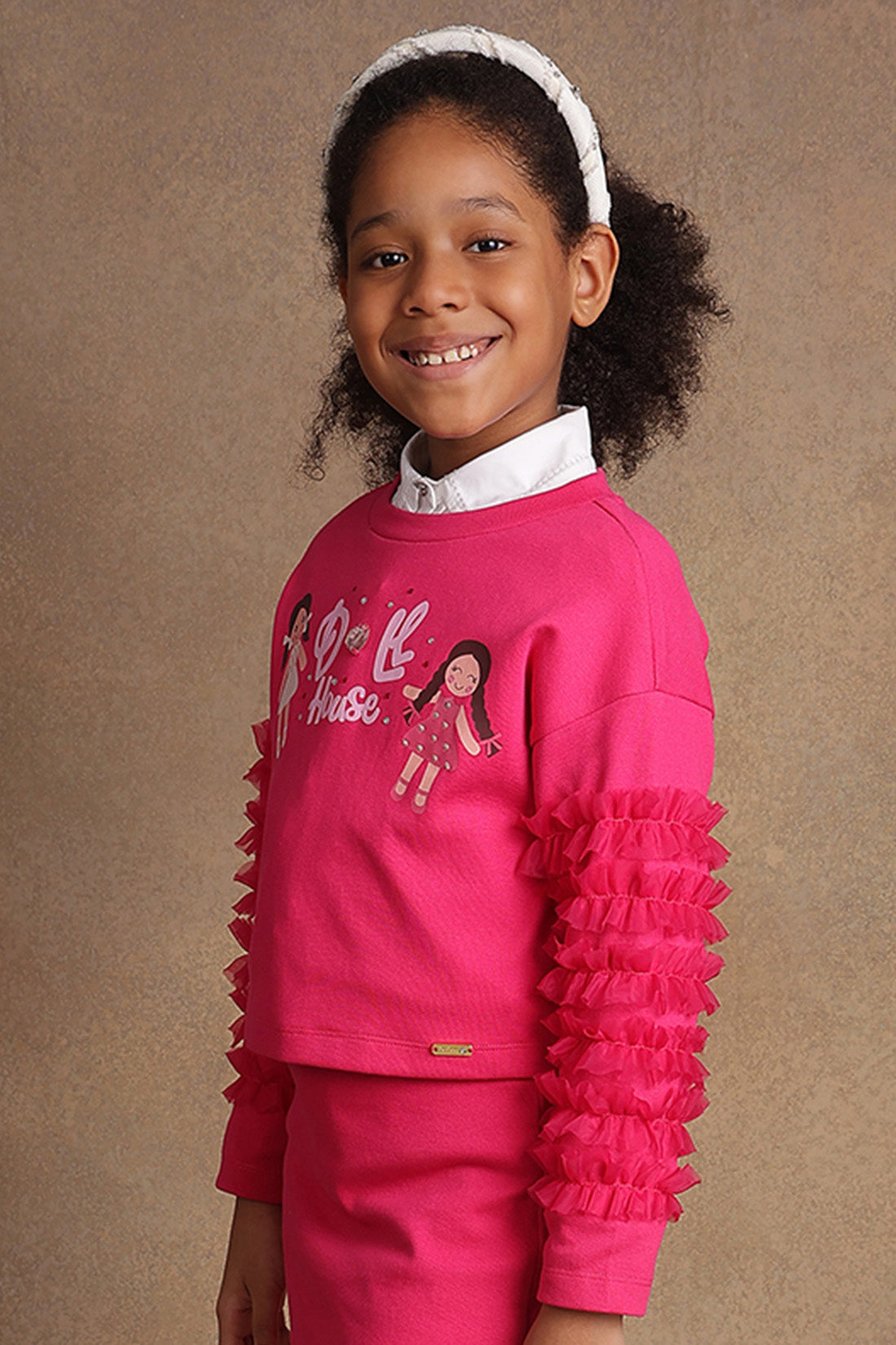 One Friday Girls Pink Doll House Themed Sweatshirt