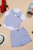 One Friday Baby Boys White Cotton Half Sleeves Shirt and Blue Waistcoat With Knee Length Short - One Friday World