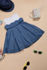 One Friday Infant Girls Cotton White & Blue Denim Color block Dress - One Friday World