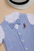 One Friday Baby Boys White Cotton Half Sleeves Shirt and Blue Waistcoat With Knee Length Short - One Friday World