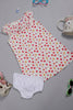 One Friday Baby Girls Off White Floral Printed Schiffly Cotton Dress With Bloomer - One Friday World