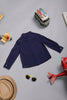 One Friday Baby Boys Navy Blue Full Sleeves Stretchable Knit Shirt With Embroidery - One Friday World