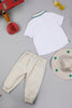 One Friday Baby Boys Cotton Polo Neck Embroidered T-Shirt With Beige Trouser and Hat - One Friday World