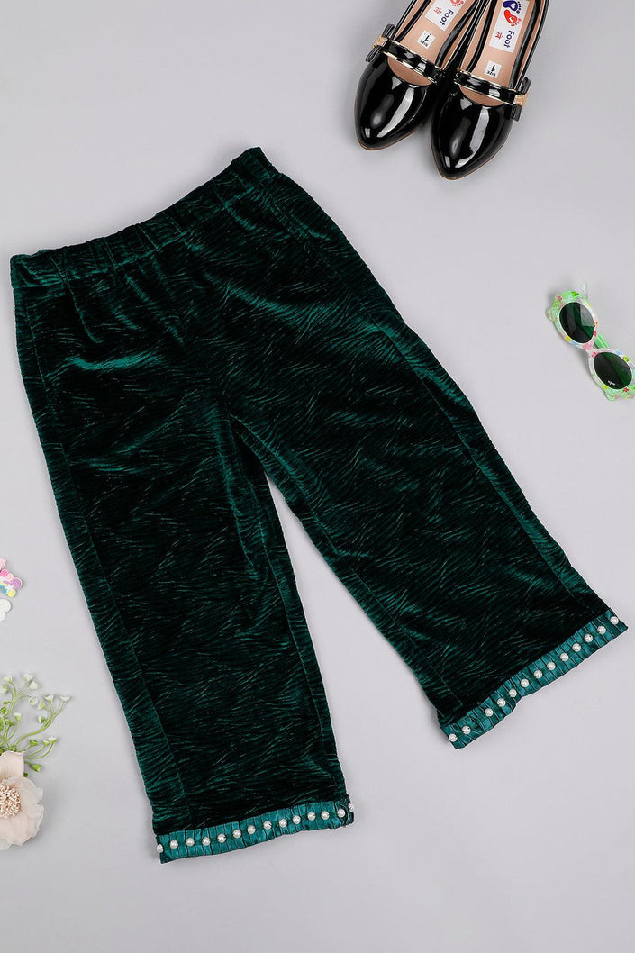 One Friday Kids Girls Green Frill Trouser - One Friday World