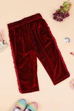 One Friday Kids Girls Burgundy Solid Trouser - One Friday World