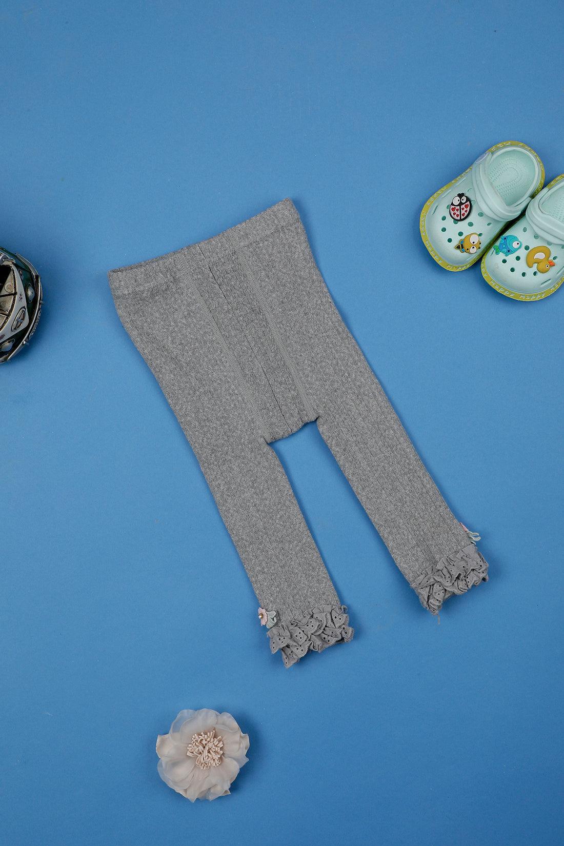 One Friday Baby Girls Grey Solid Legging - One Friday World