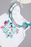 One Friday Baby Girls Round Neck White Top With Multicolored frills - One Friday World